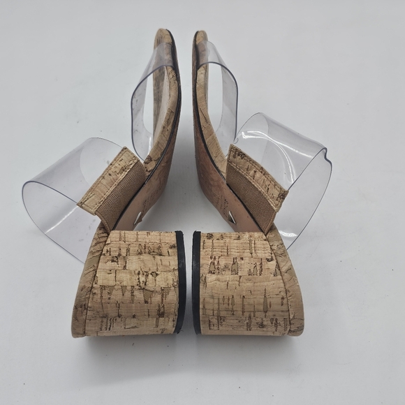 Schutz Victorie Clear Vinyl Cork Block Heel Sandal Women's 7.5 - Picture 5 of 11
